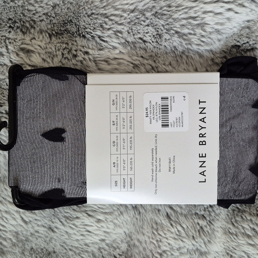 Lane Bryant 🖤 Black and Gray Patterned Tights (381) - Picture 2 of 2